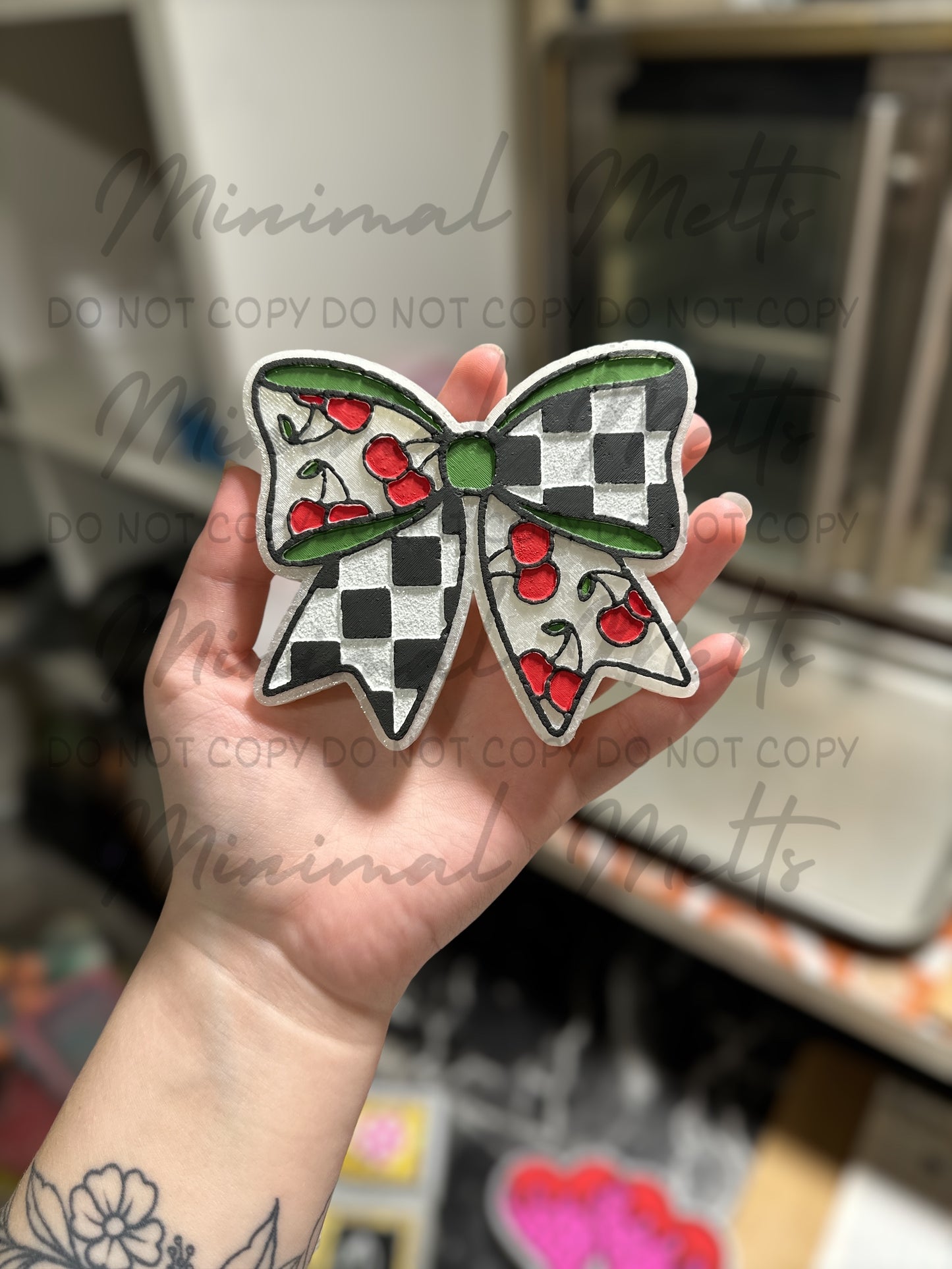 Cherry Checkered Bow